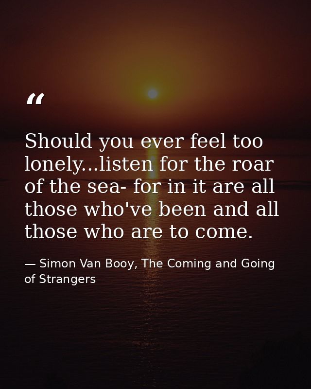 Should you ever feel too lonely...listen for the roar of the sea- for in it are all those who've been and all those who  — Simon Van Booy, The Coming and Going of Strangers
