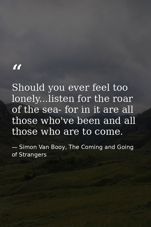 Should you ever feel too lonely...listen for the roar of the sea- for in it are all those who've been and all those who  — Simon Van Booy, The Coming and Going of Strangers