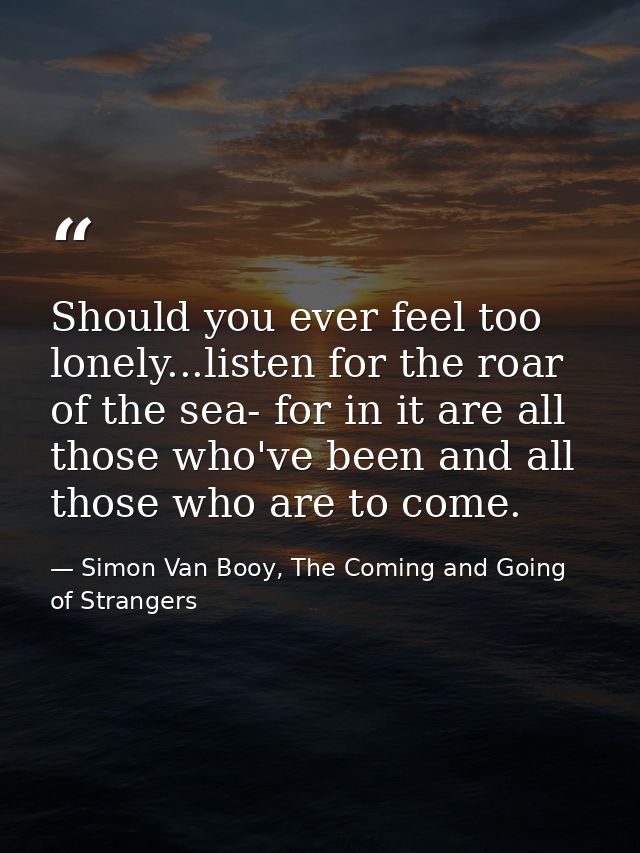 Should you ever feel too lonely...listen for the roar of the sea- for in it are all those who've been and all those who  — Simon Van Booy, The Coming and Going of Strangers