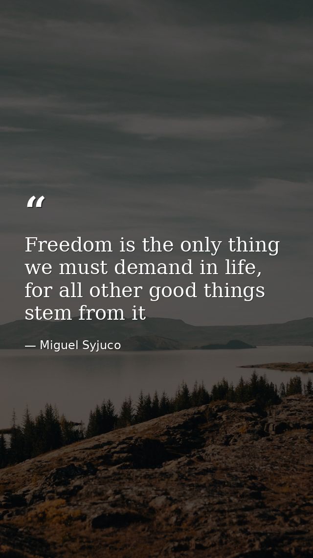 Freedom is the only thing we must demand in life, for all other good things stem from it — Miguel Syjuco