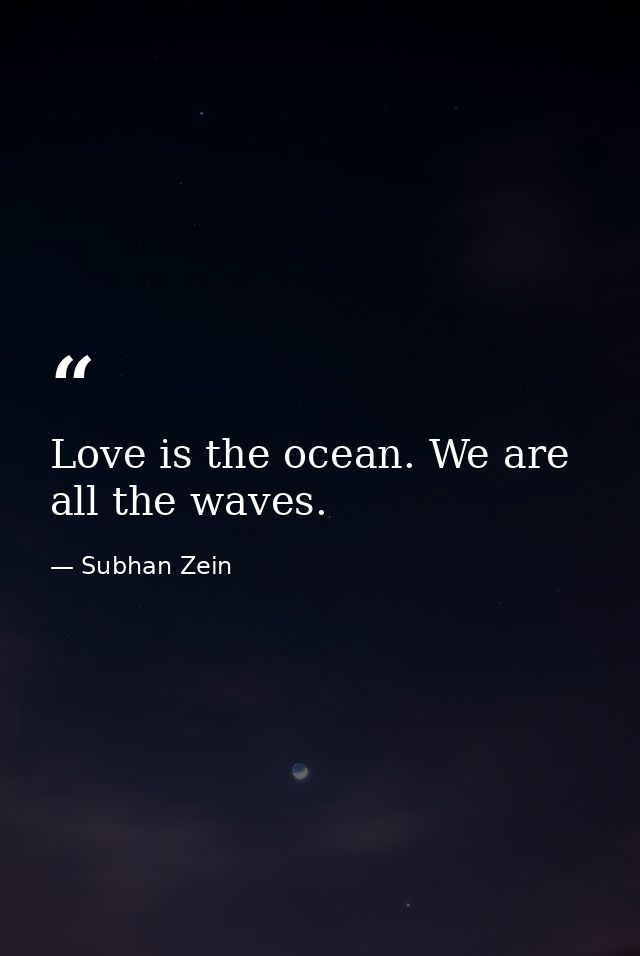 Love is the ocean. We are all the waves. — Subhan Zein
