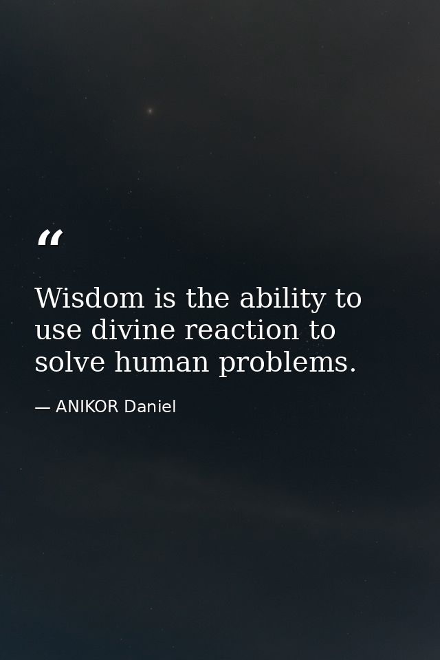 Wisdom is the ability to use divine reaction to solve human problems. — ANIKOR Daniel