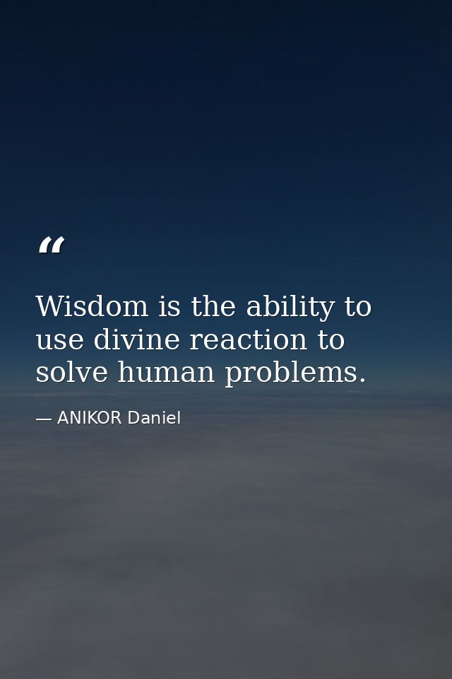Wisdom is the ability to use divine reaction to solve human problems. — ANIKOR Daniel