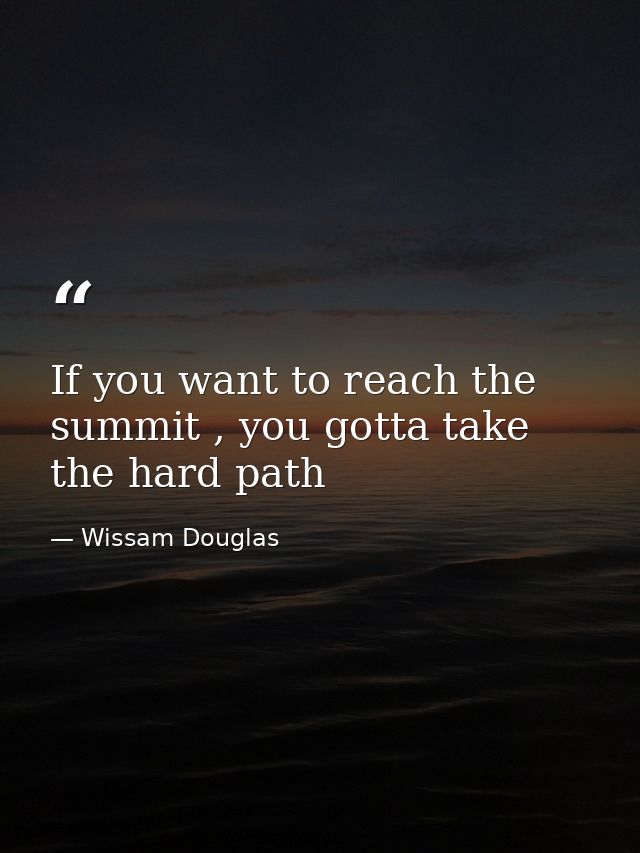 If you want to reach the summit , you gotta take the hard path — Wissam Douglas