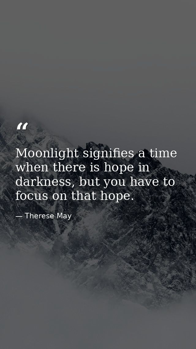 Moonlight signifies a time when there is hope in darkness, but you have to focus on that hope. — Therese May
