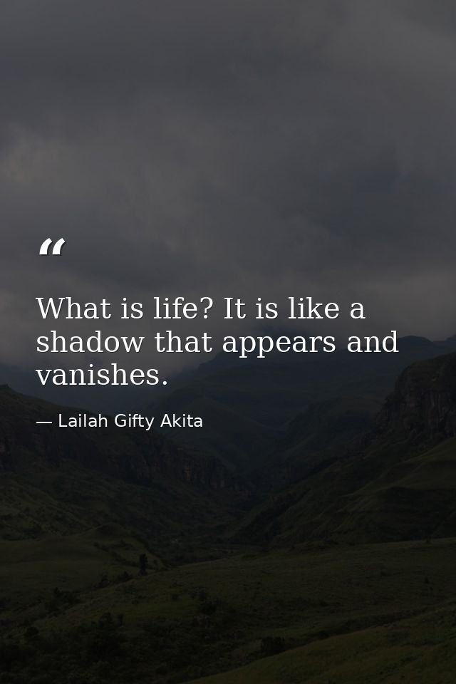What is life? It is like a shadow that appears and vanishes. — Lailah Gifty Akita