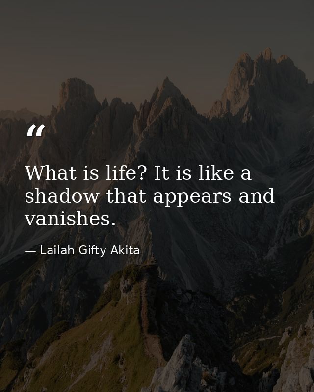 What is life? It is like a shadow that appears and vanishes. — Lailah Gifty Akita