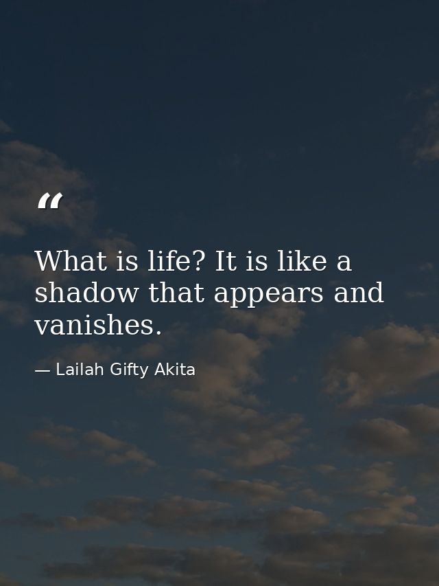 What is life? It is like a shadow that appears and vanishes. — Lailah Gifty Akita