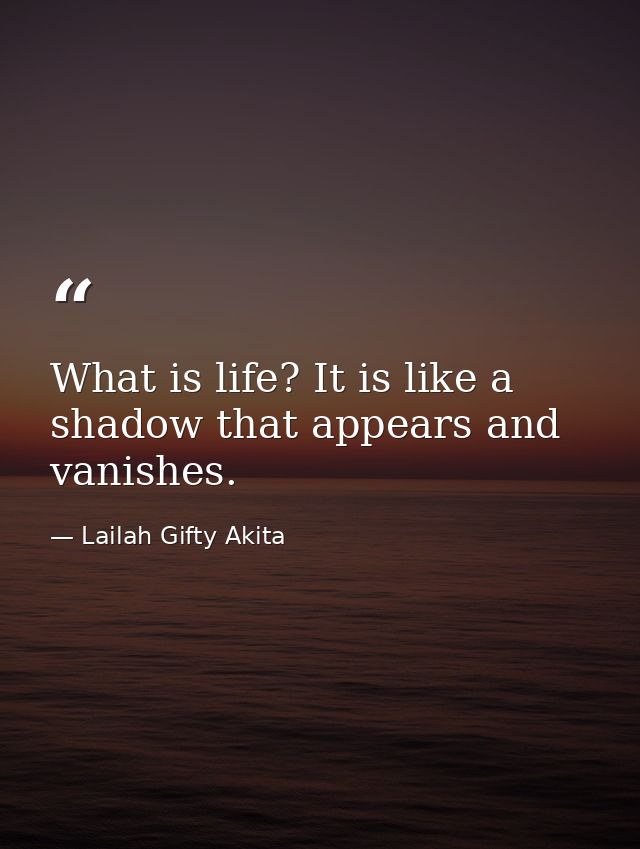 What is life? It is like a shadow that appears and vanishes. — Lailah Gifty Akita