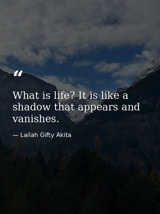 What is life? It is like a shadow that appears and vanishes. — Lailah Gifty Akita