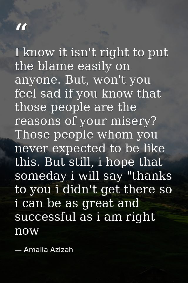 I know it isn't right to put the blame easily on anyone. But, won't you feel sad if you know that those people are the r — Amalia Azizah