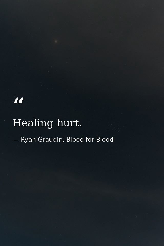 Healing hurt. — Ryan Graudin, Blood for Blood