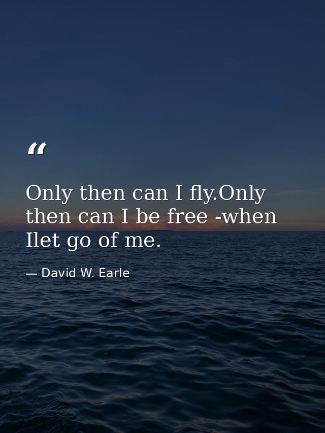 Only then can I fly.Only then can I be free -when Ilet go of me. — David W. Earle