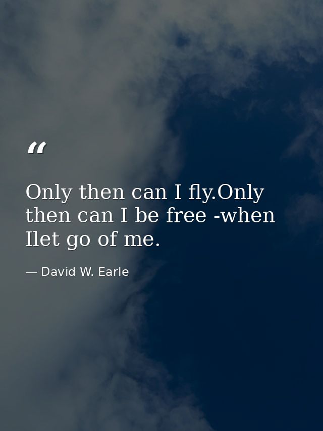 Only then can I fly.Only then can I be free -when Ilet go of me. — David W. Earle