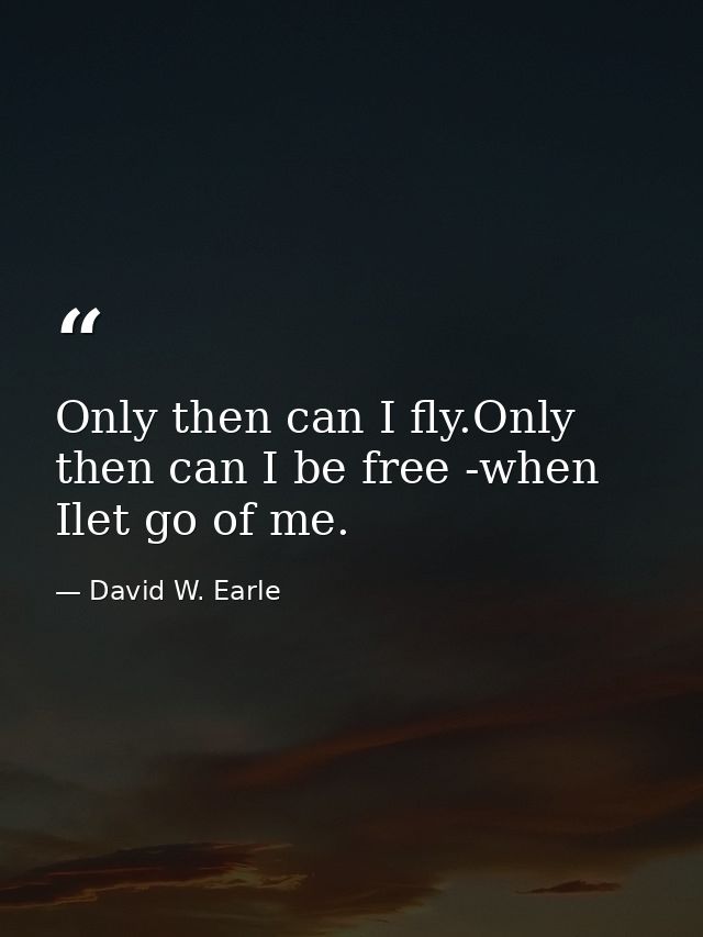 Only then can I fly.Only then can I be free -when Ilet go of me. — David W. Earle