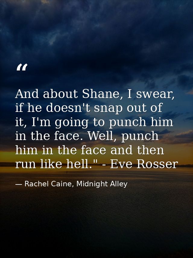 And about Shane, I swear, if he doesn't snap out of it, I'm going to punch him in the face. Well, punch him in the face  — Rachel Caine, Midnight Alley