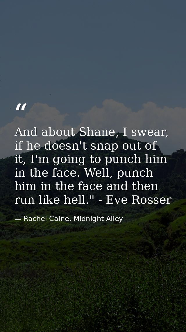 And about Shane, I swear, if he doesn't snap out of it, I'm going to punch him in the face. Well, punch him in the face  — Rachel Caine, Midnight Alley