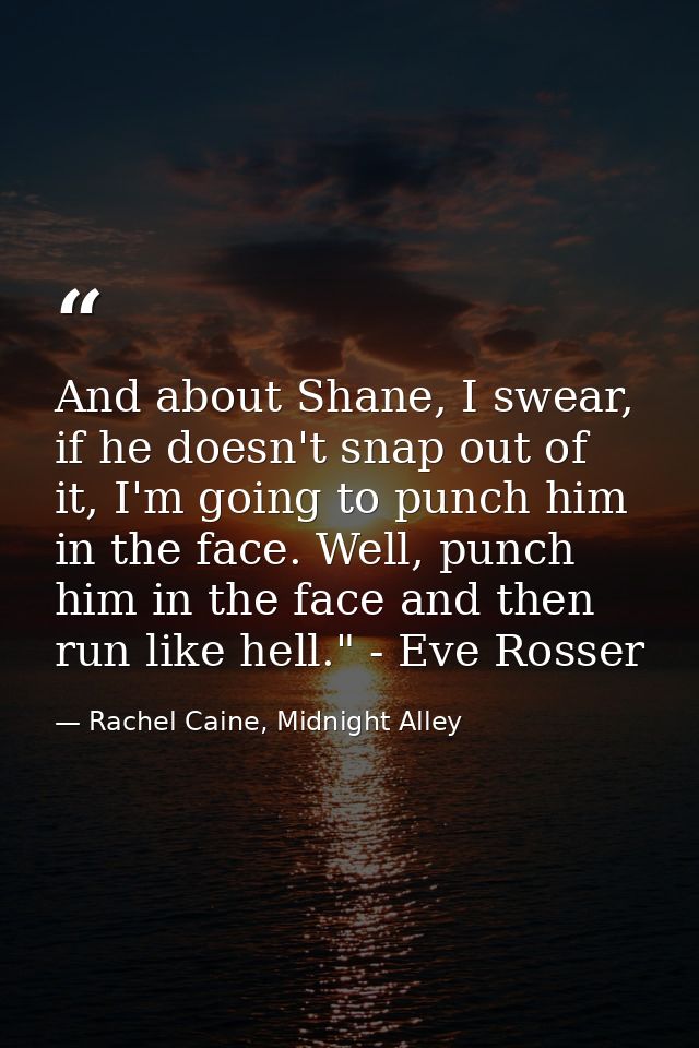 And about Shane, I swear, if he doesn't snap out of it, I'm going to punch him in the face. Well, punch him in the face  — Rachel Caine, Midnight Alley