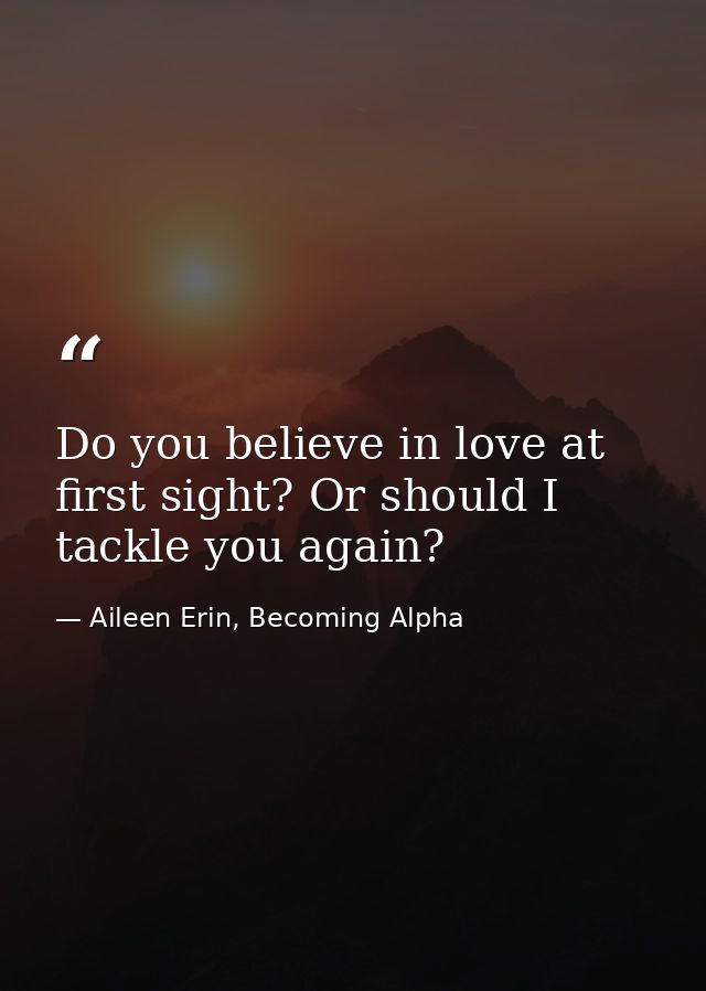 Do you believe in love at first sight? Or should I tackle you again? — Aileen Erin, Becoming Alpha