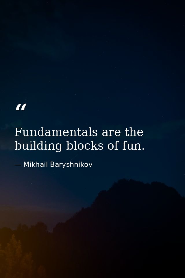 Fundamentals are the building blocks of fun. — Mikhail Baryshnikov