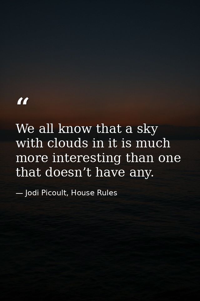 We all know that a sky with clouds in it is much more interesting than one that doesn’t have any. — Jodi Picoult, House Rules