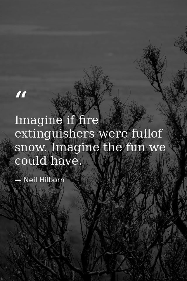 Imagine if fire extinguishers were fullof snow. Imagine the fun we could have. — Neil Hilborn