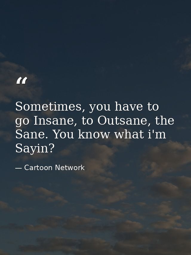 Sometimes, you have to go Insane, to Outsane, the Sane. You know what i'm Sayin? — Cartoon Network