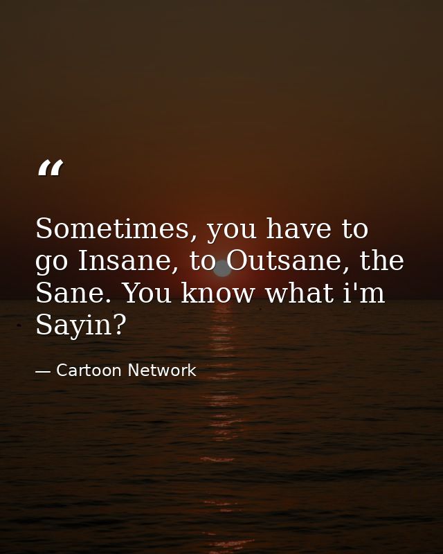 Sometimes, you have to go Insane, to Outsane, the Sane. You know what i'm Sayin? — Cartoon Network