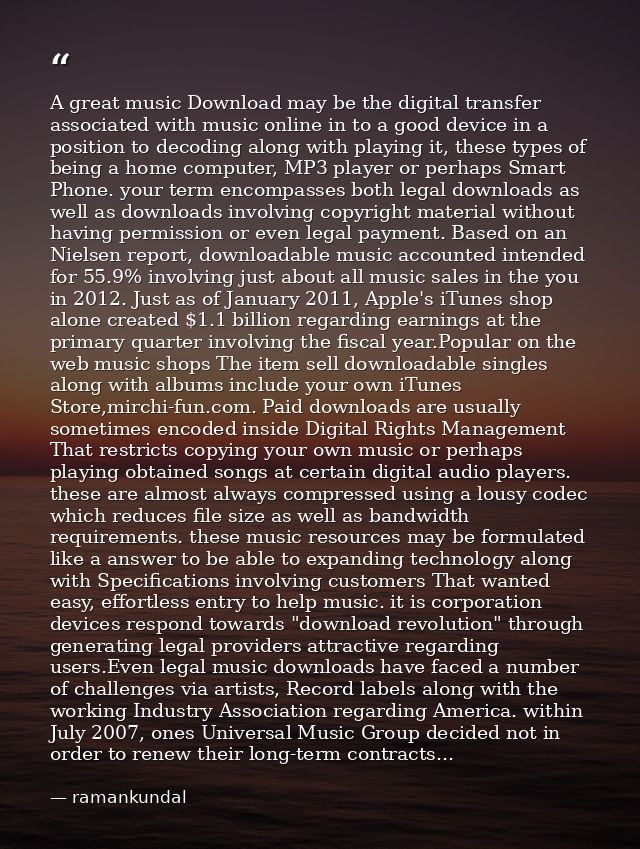A great music Download may be the digital transfer associated with music online in to a good device in a position to dec — ramankundal