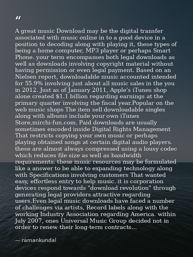 A great music Download may be the digital transfer associated with music online in to a good device in a position to dec — ramankundal
