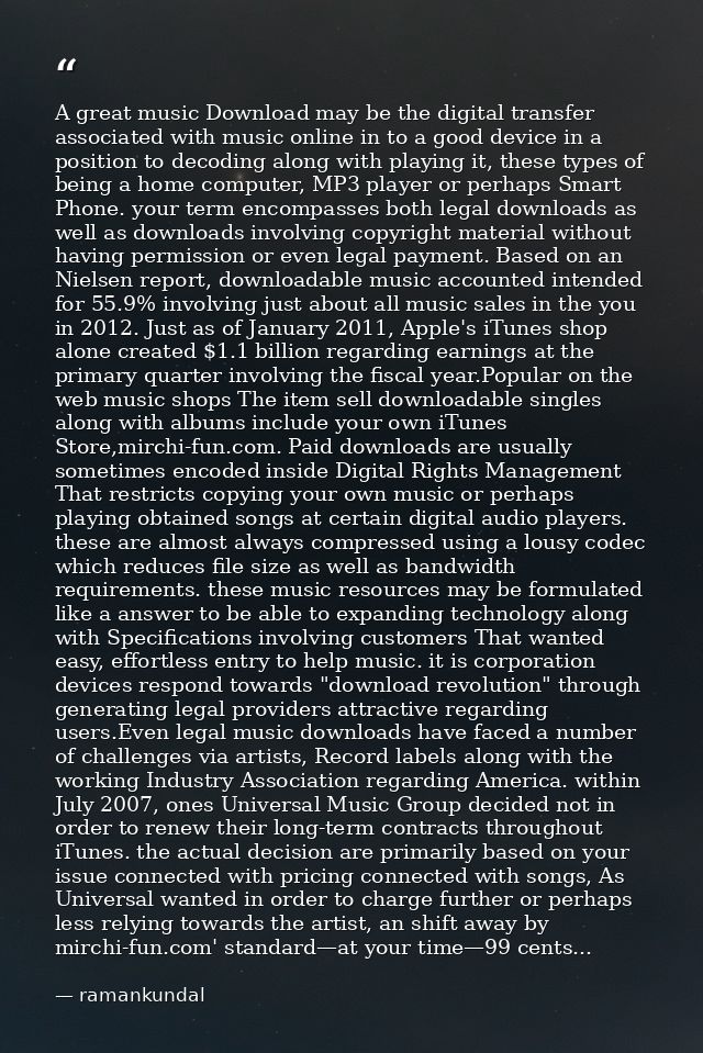 A great music Download may be the digital transfer associated with music online in to a good device in a position to dec — ramankundal
