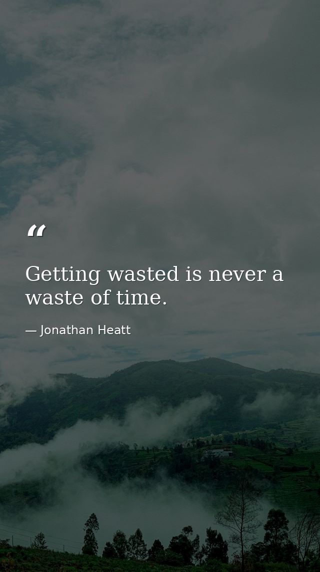 Getting wasted is never a waste of time. — Jonathan Heatt