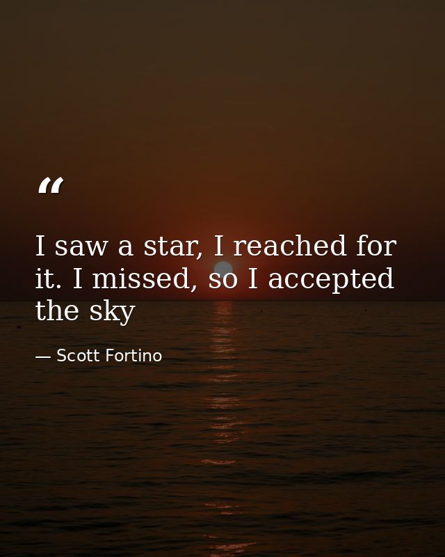 I saw a star, I reached for it. I missed, so I accepted the sky — Scott Fortino