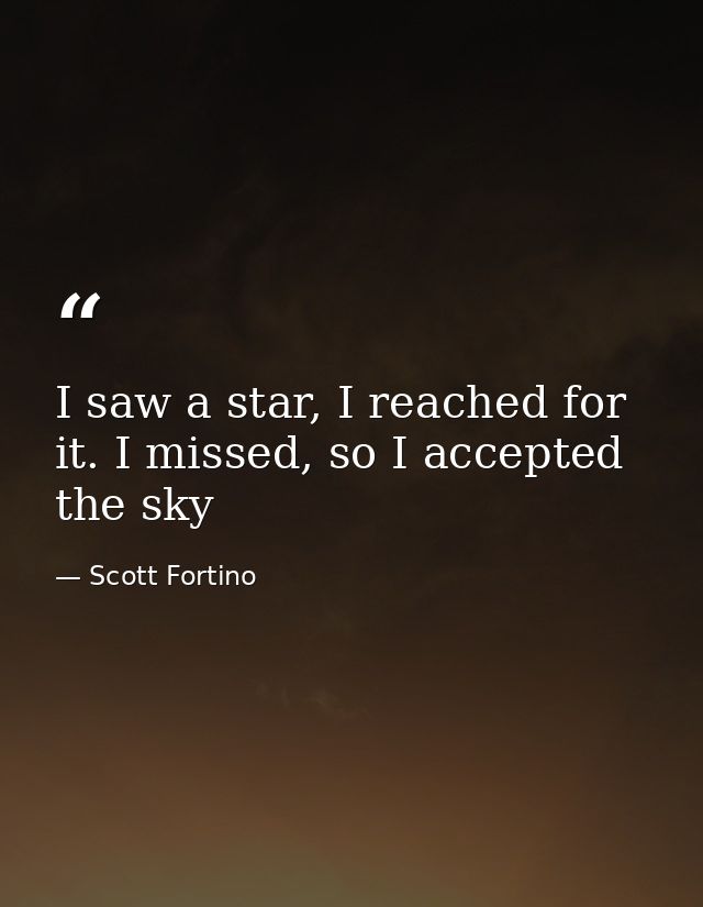 I saw a star, I reached for it. I missed, so I accepted the sky — Scott Fortino