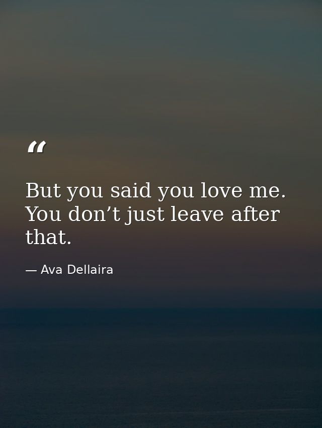 But you said you love me. You don’t just leave after that. — Ava Dellaira