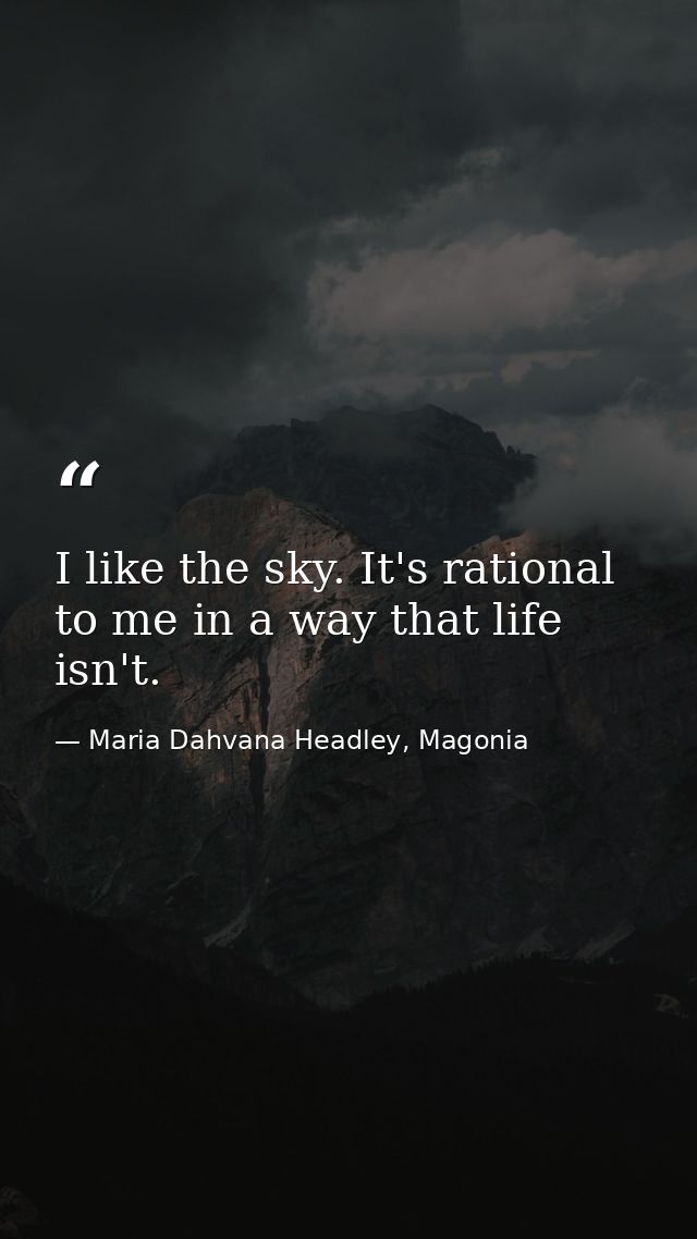 I like the sky. It's rational to me in a way that life isn't. — Maria Dahvana Headley, Magonia