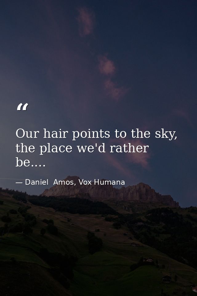 Our hair points to the sky, the place we'd rather be.... — Daniel  Amos, Vox Humana