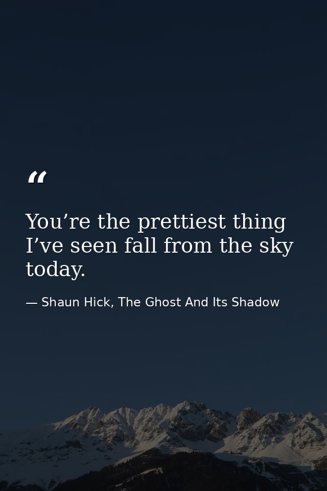 You’re the prettiest thing I’ve seen fall from the sky today. — Shaun Hick, The Ghost And Its Shadow