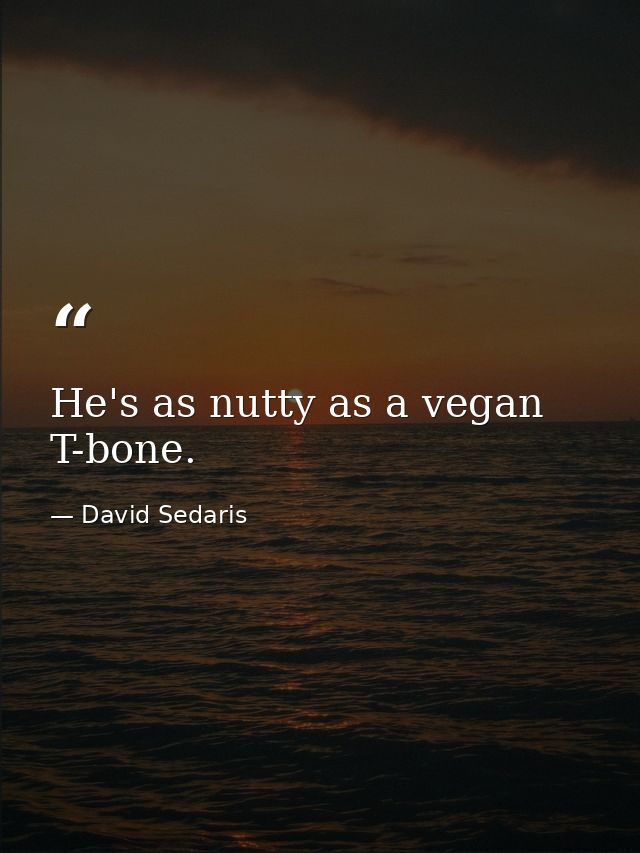 He's as nutty as a vegan T-bone. — David Sedaris