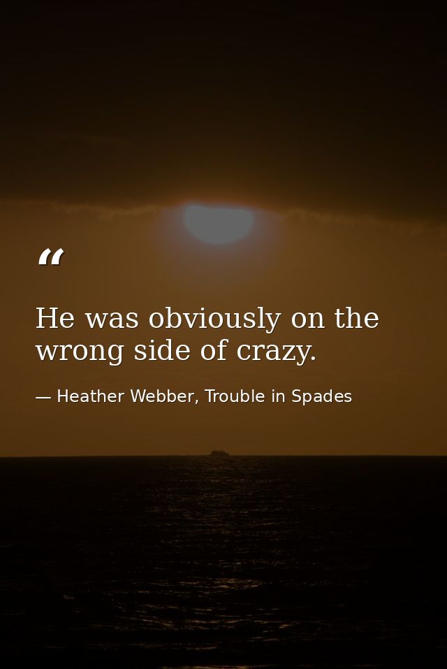 He was obviously on the wrong side of crazy. — Heather Webber, Trouble in Spades