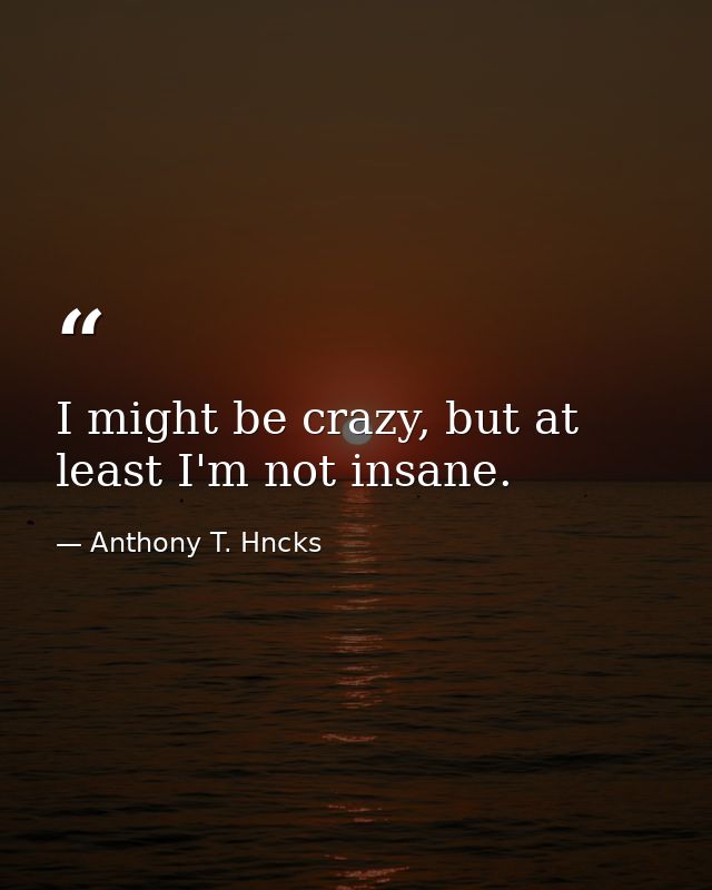 I might be crazy, but at least I'm not insane. — Anthony T. Hncks