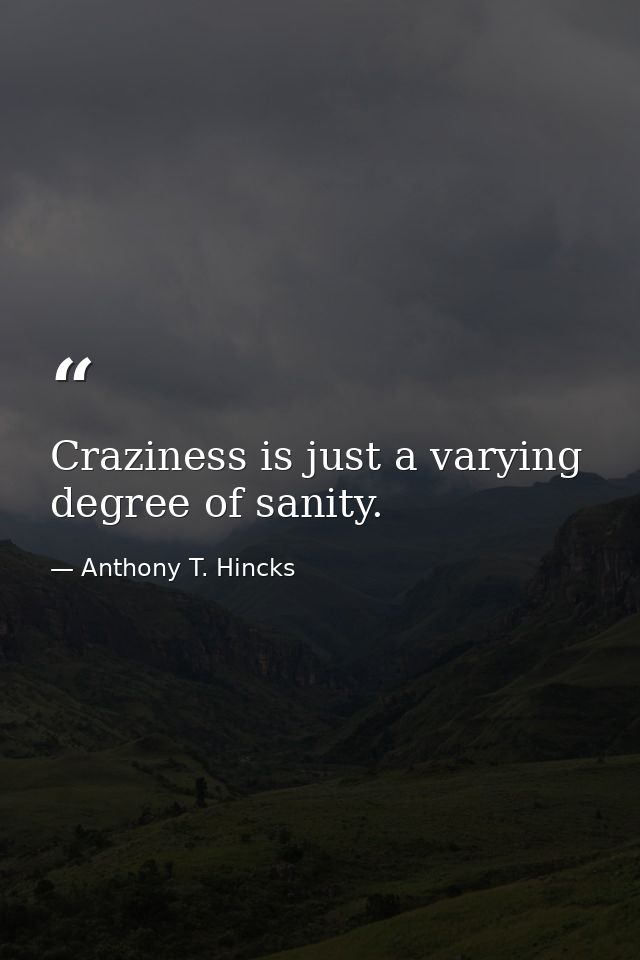 Craziness is just a varying degree of sanity. — Anthony T. Hincks