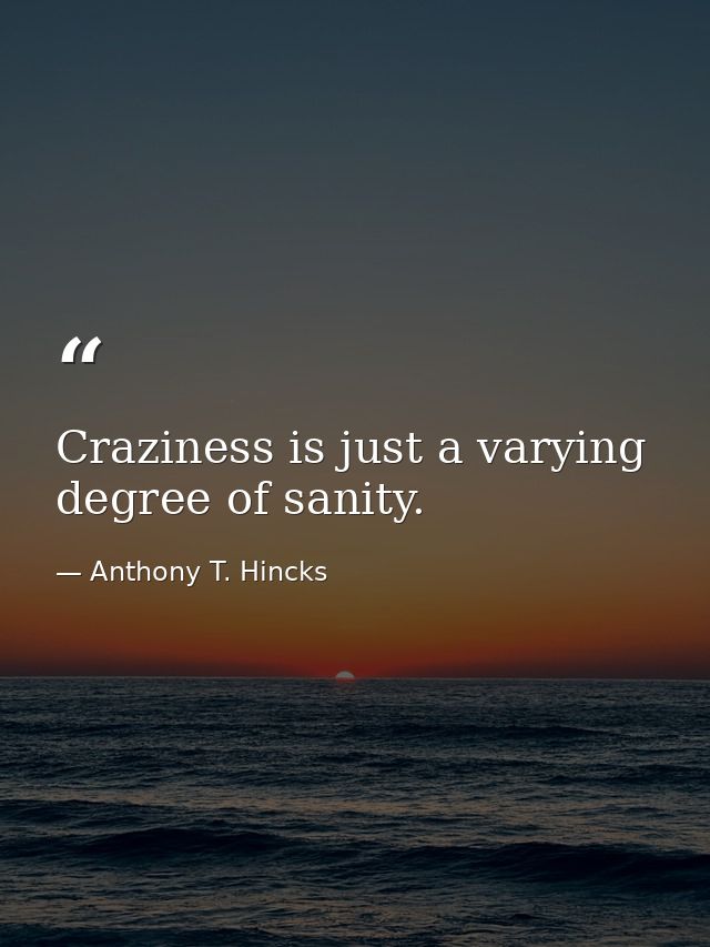 Craziness is just a varying degree of sanity. — Anthony T. Hincks
