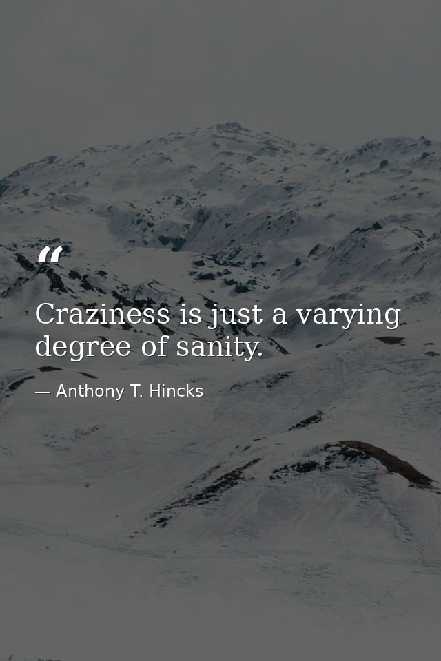 Craziness is just a varying degree of sanity. — Anthony T. Hincks
