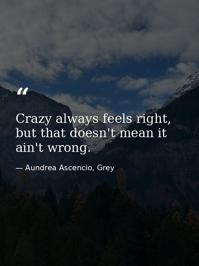 Crazy always feels right, but that doesn't mean it ain't wrong. — Aundrea Ascencio, Grey