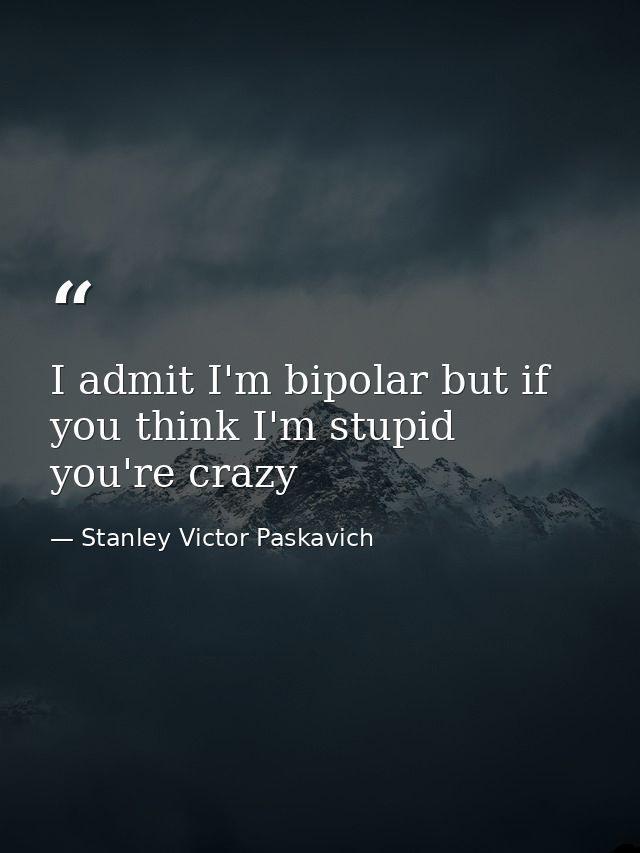 I admit I'm bipolar but if you think I'm stupid you're crazy — Stanley Victor Paskavich