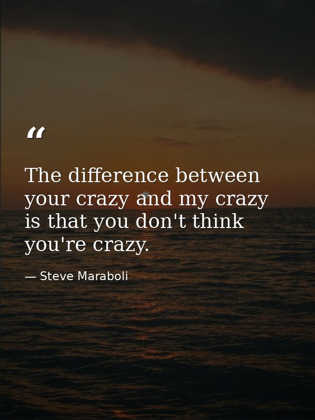 The difference between your crazy and my crazy is that you don't think you're crazy. — Steve Maraboli