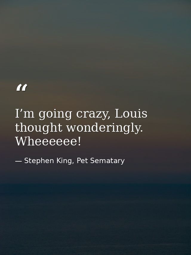 I’m going crazy, Louis thought wonderingly. Wheeeeee! — Stephen King, Pet Sematary
