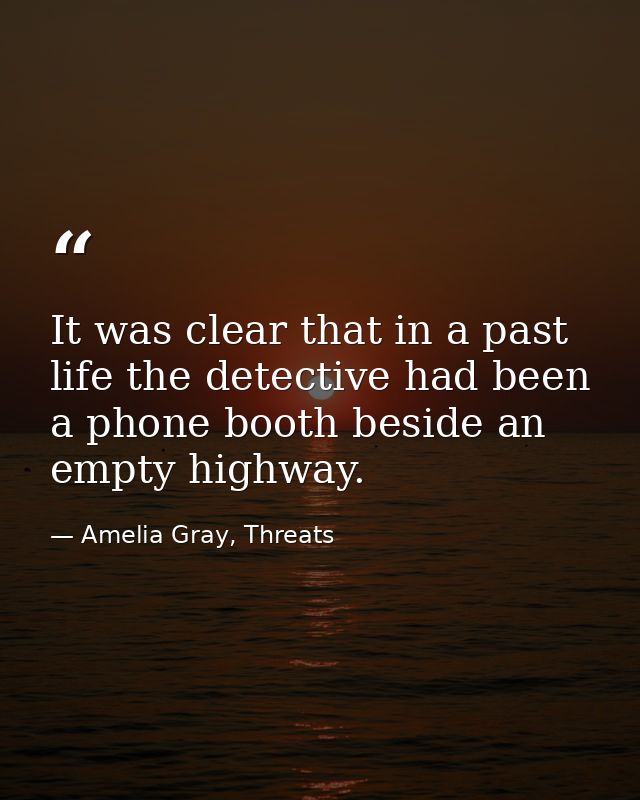 It was clear that in a past life the detective had been a phone booth beside an empty highway. — Amelia Gray, Threats