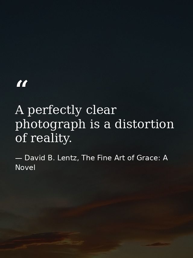 A perfectly clear photograph is a distortion of reality. — David B. Lentz, The Fine Art of Grace: A Novel